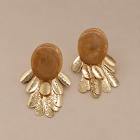 Boucles d'oreilles beige dorée