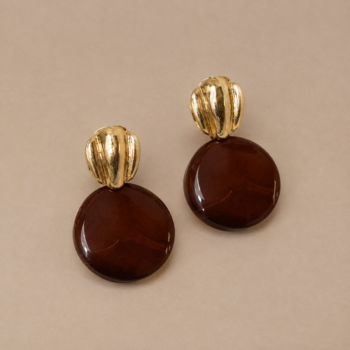 Boucles d'oreilles marron